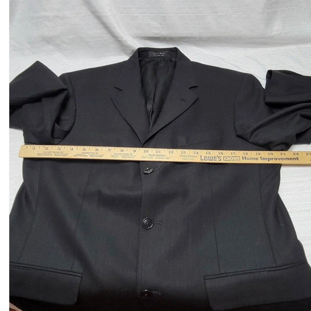 Blazer Sport Coat Jacket Andrew Fezza Mens 39R Navy Blue 3-Button Stretch
